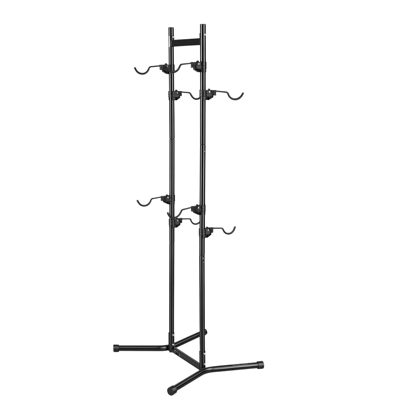Alt View 5. VEVOR - Bike Stand for 4 Bikes, Freestanding Vertical Bike Storage Rack, with Height-Adjustable Hooks, Heavy-Duty Carbon Steel - Black.