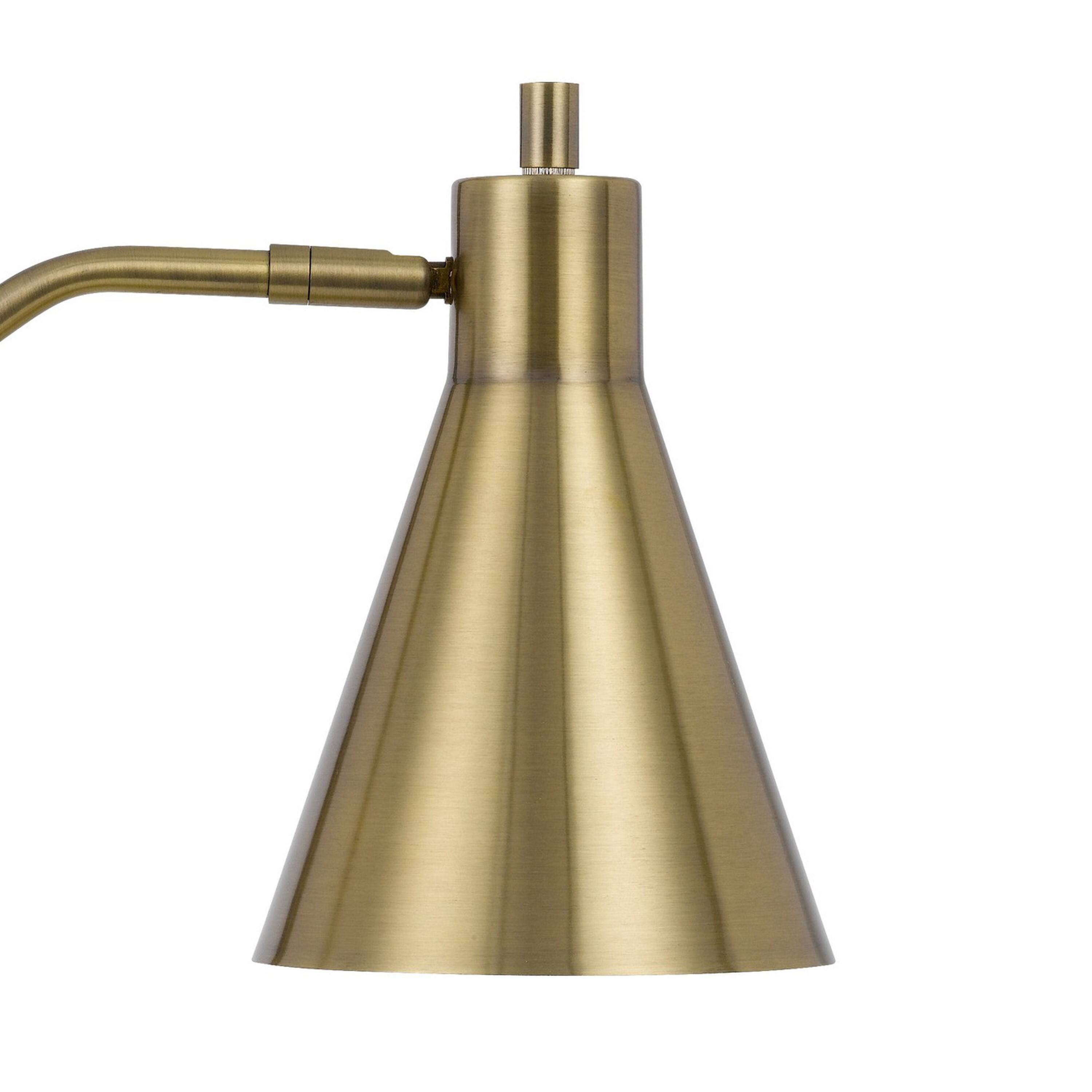 Left. Manhattan Lane - Sty 24 Inch Task Table Lamp, Swivel Shade Angled Thin Metal Pole - Brass.