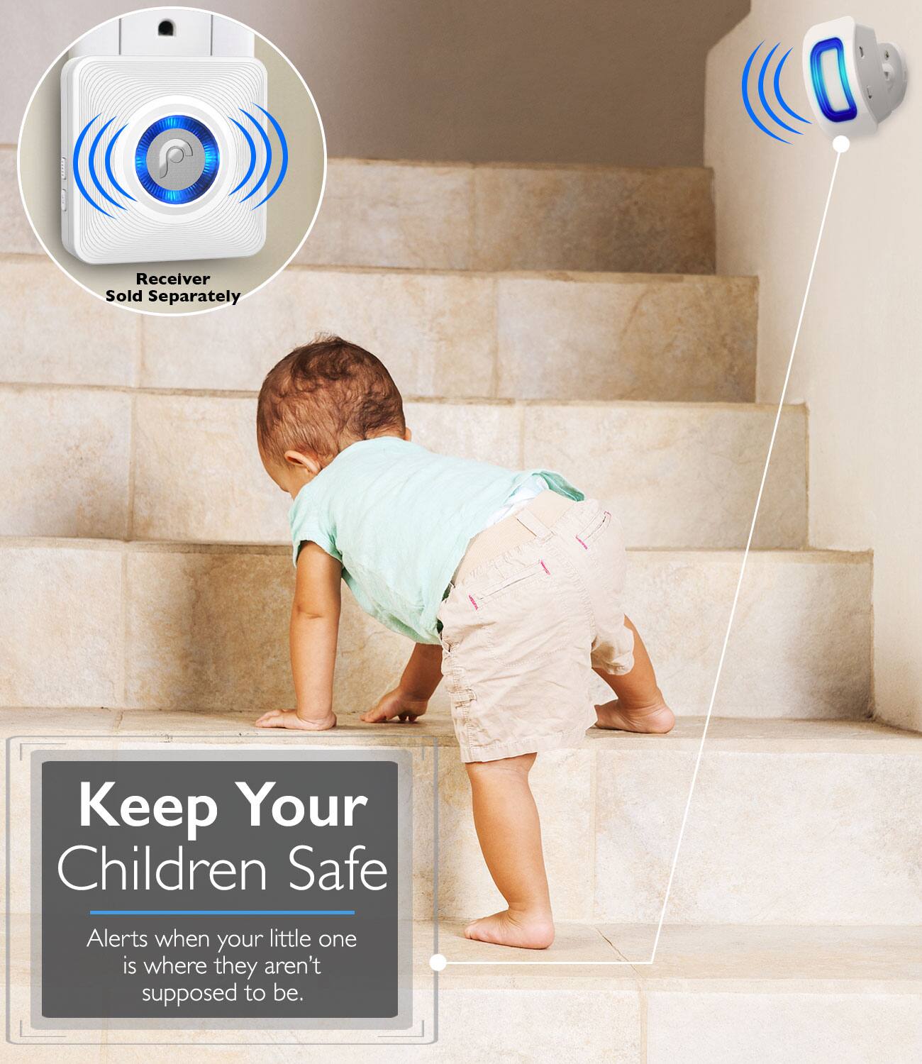 Receiver Sold Separately, Keep Your Children Safe, Alerts when your little one is where they aren't supposed to be.