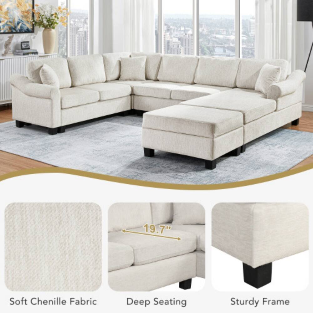 19.7" Soft Chenille Fabric Deep Seating Sturdy Frame