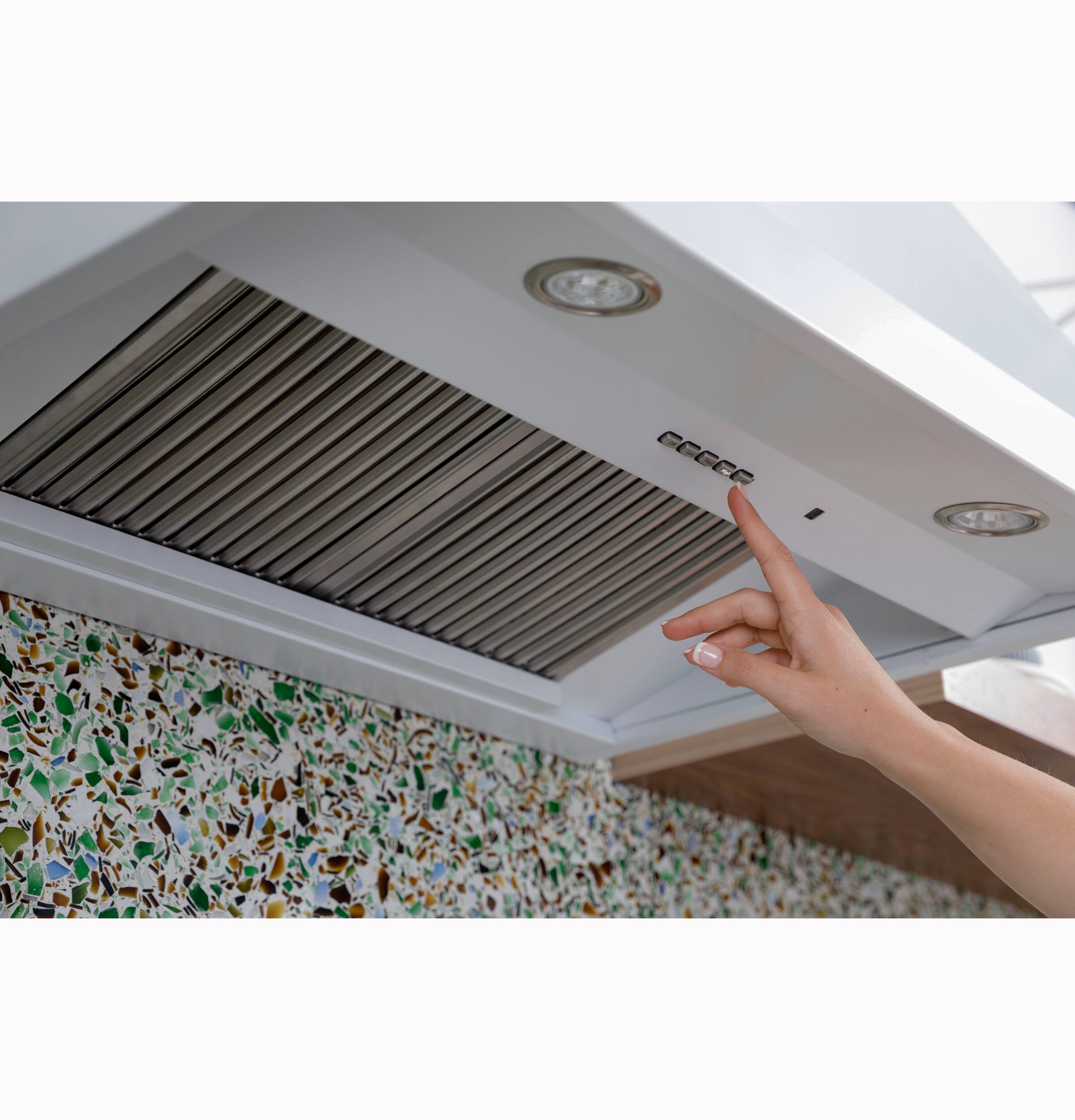 Alt View 3. Café - 36" Convertible Range Hood - Matte White.