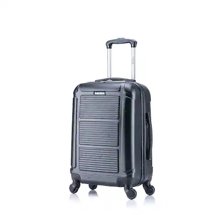 Front. InUSA - Pilot lightweight hardside spinner luggage 20" carry-on - BLACK.