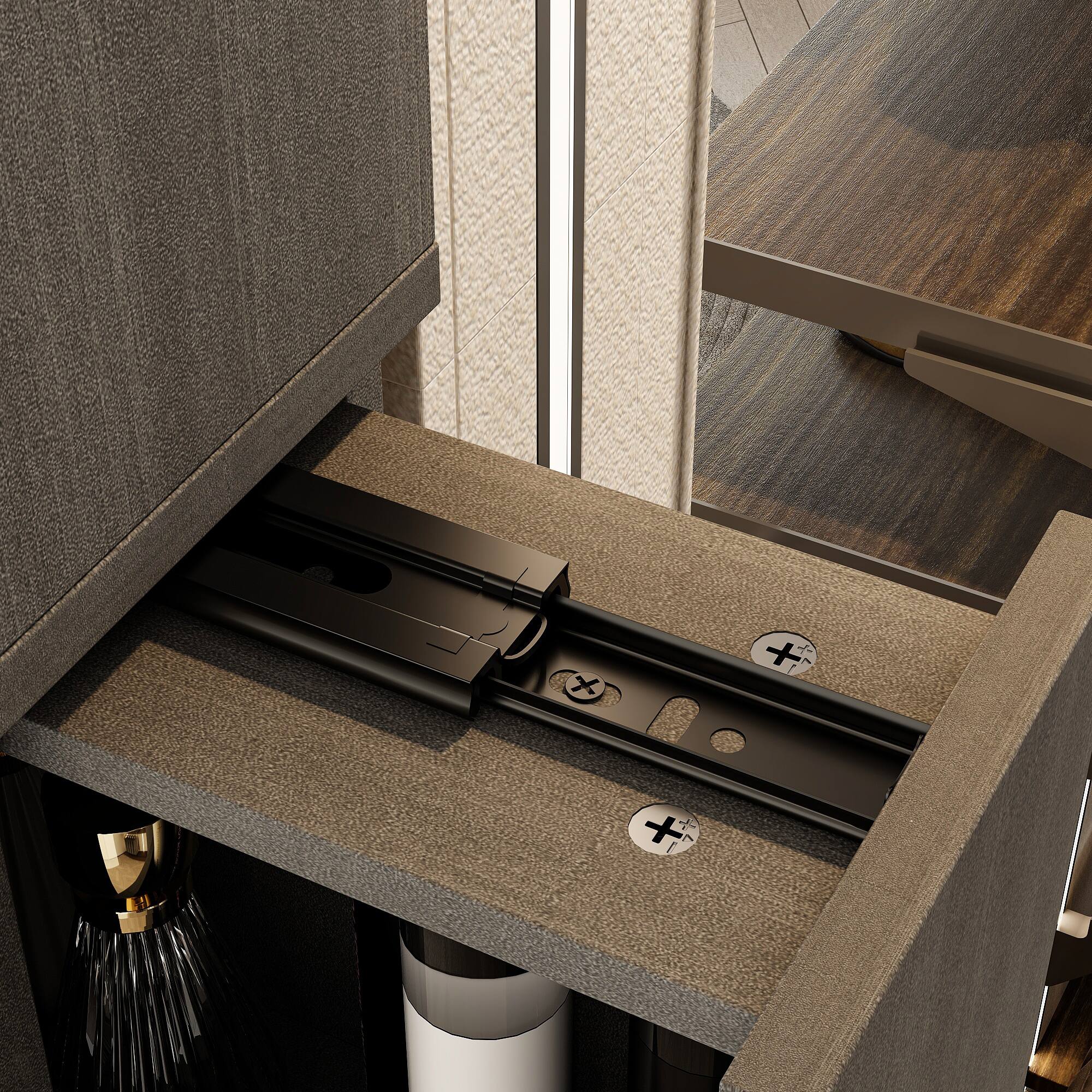 Alt View 2. Famapy - Slim Tall Storage Cabinet with Dark Gray Wood Grain, Narrow Floor Cabinet for Bathroom, Bedroom or Closet Organization - Black.