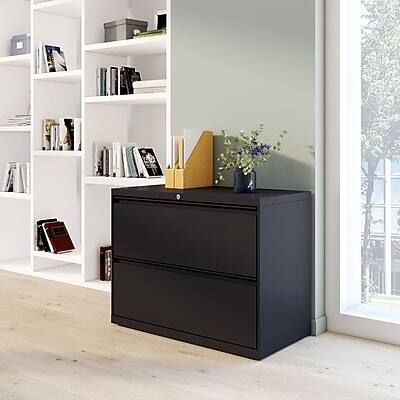 Alt View 5. Staples - Commercial 2-Drawer Lateral File Cabinet, Letter/Legal Size, Lockable, 28.11"H x 36"W x 18.62"D, Black (60922/17451) - Black.