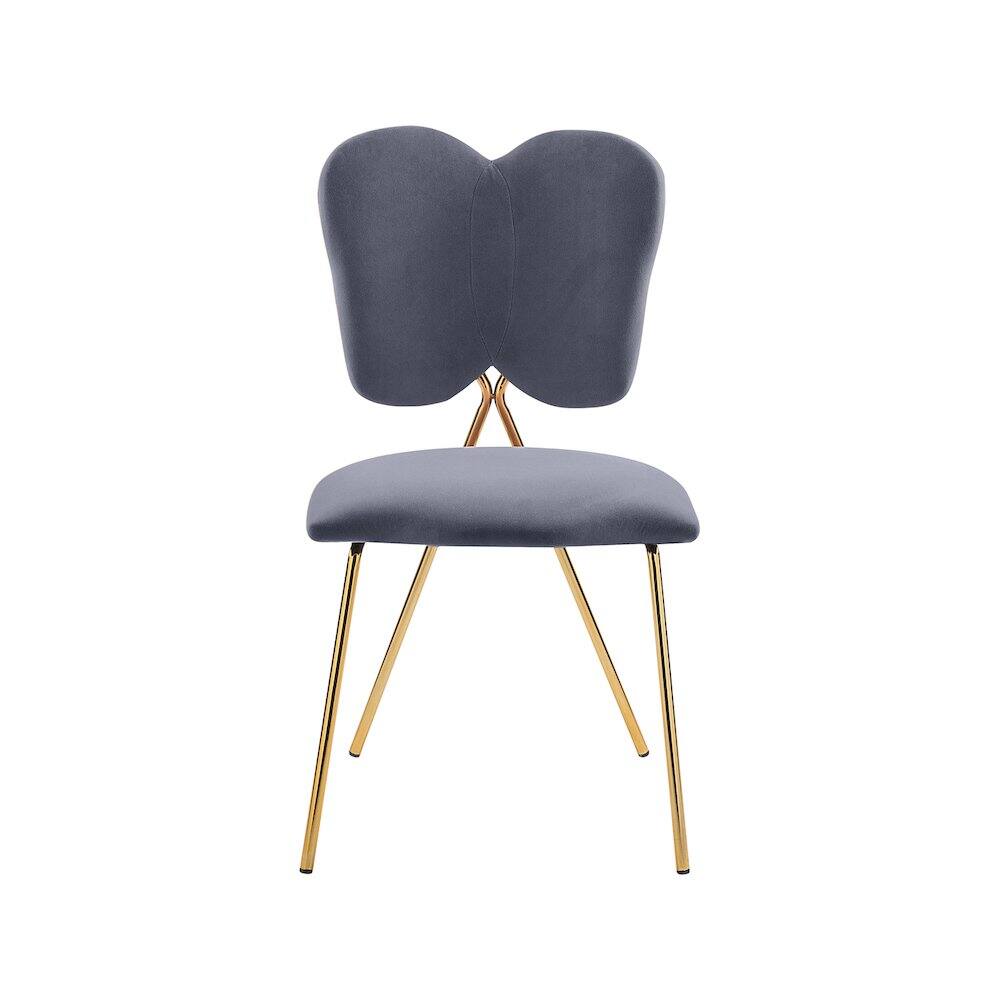 Alt View 1. Meridian Furniture - Angel Grey Velvet Dining Chair, Set of 2 - Grey.