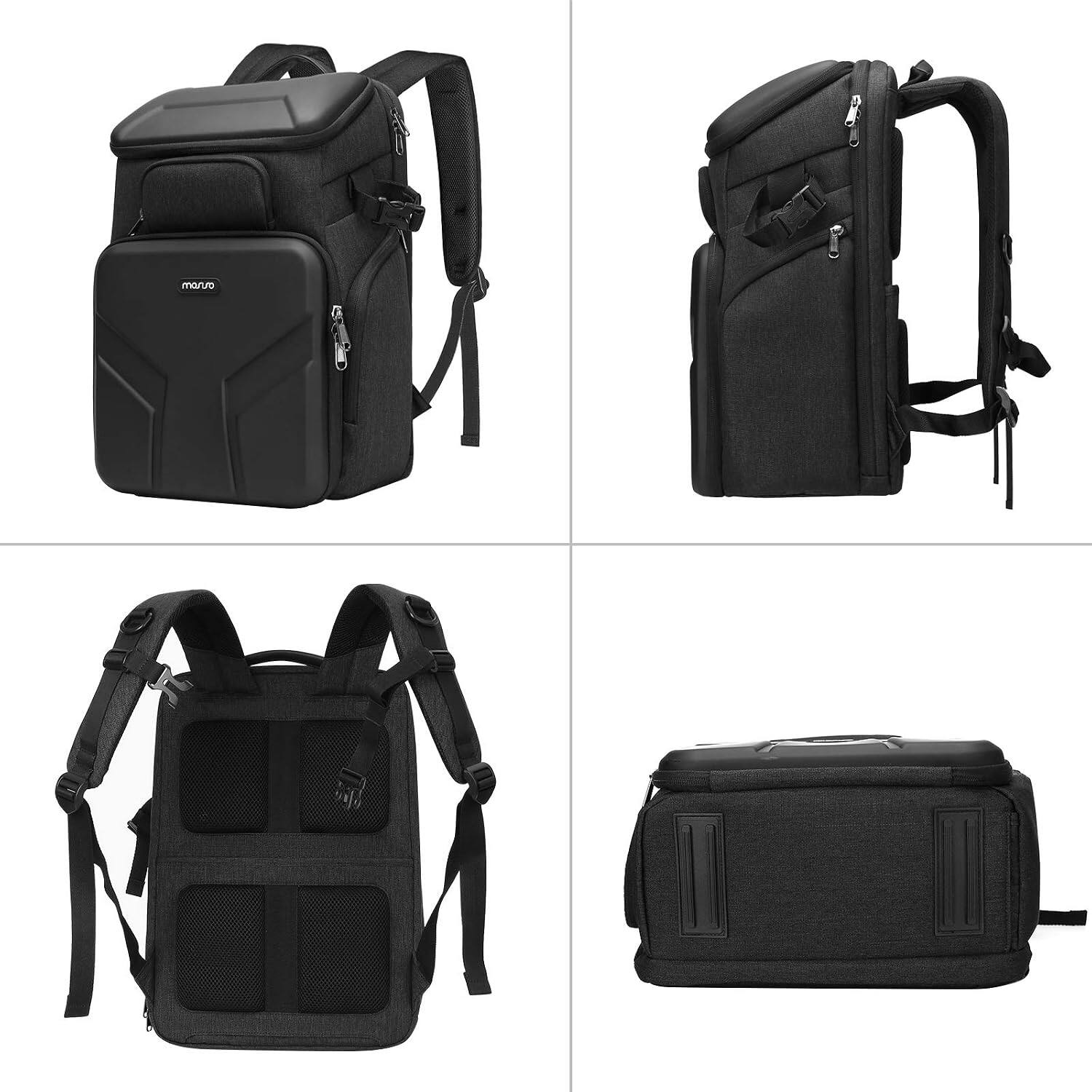 Alt View 4. mosiso - Camera Backpack 17.3 inch Waterproof Camera Bag with Front Hard Shell&Laptop Compartment&Tripod Holder&Rain Cover - Black.