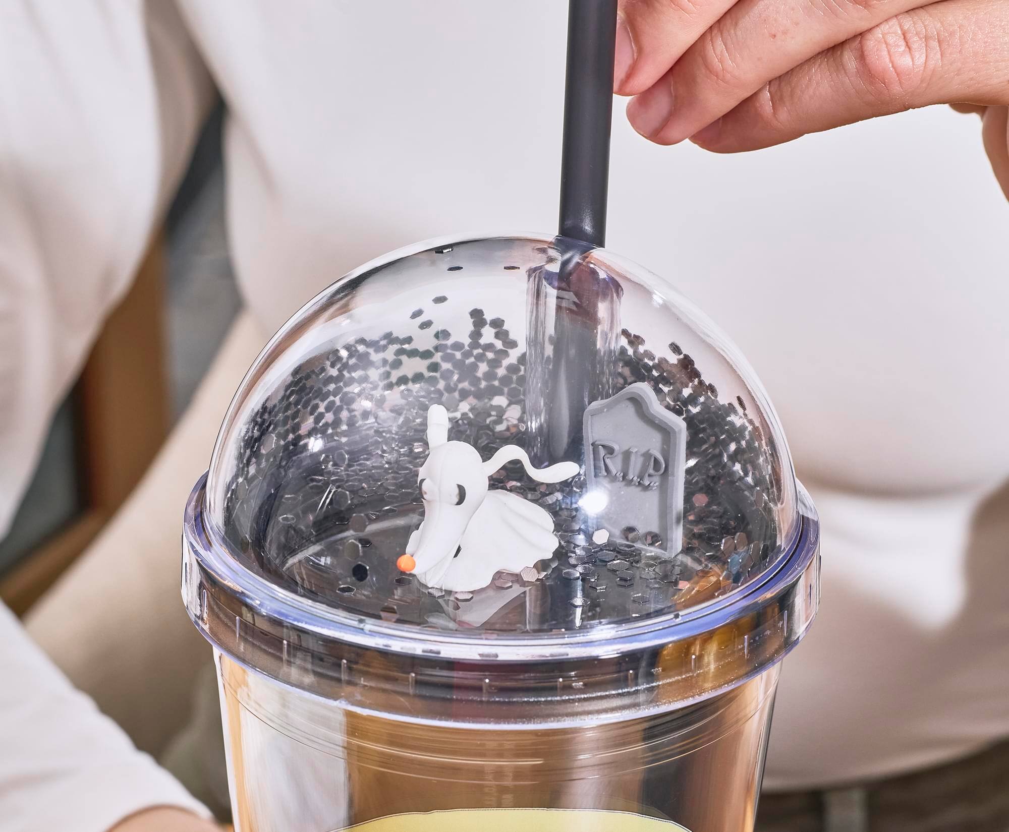 Alt View 4. Silver Buffalo - Disney The Nightmare Before Christmas Zero 24-Ounce Carnival Cup With Straw - Grey.