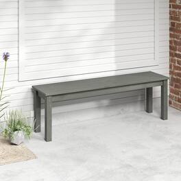 Gymax - 55'' HDPE Outdoor Bench for 2-3 People Weatherproof Backless Patio Garden Bench - Gray