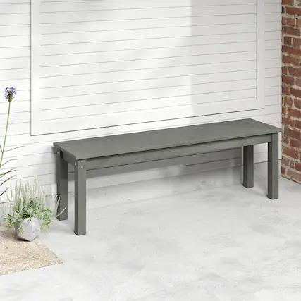 Front. Gymax - Gymax 55'' HDPE Outdoor Bench for 2-3 People Weatherproof Backless Patio Garden Bench Gray - Gray.