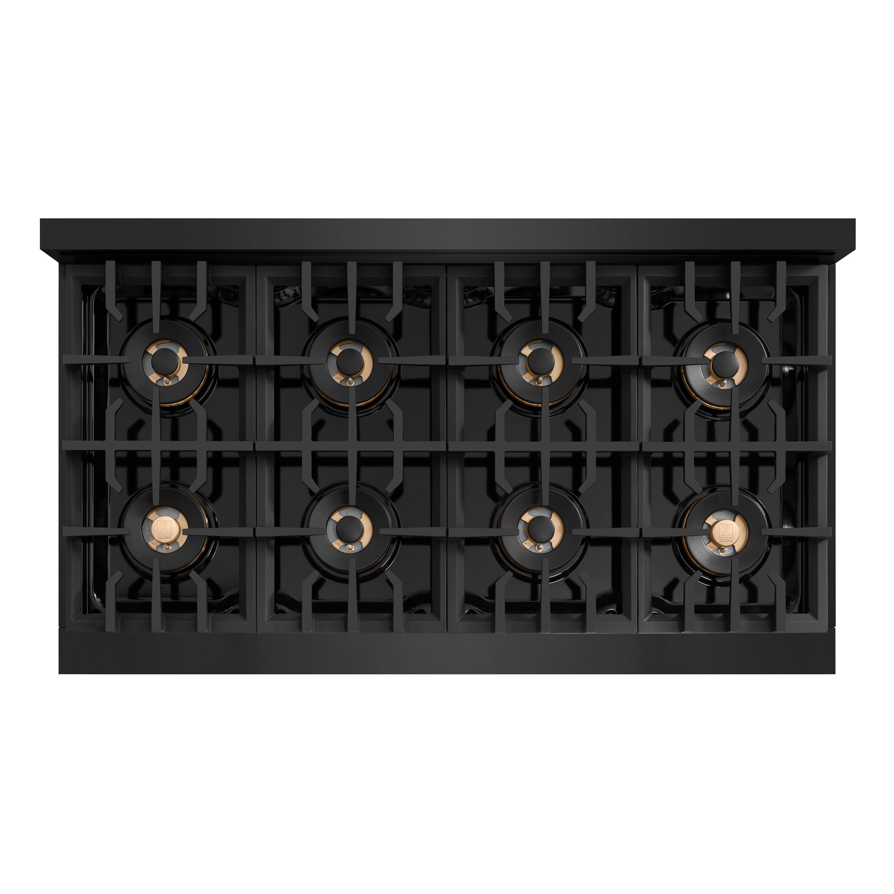 Alt View 14. ZLINE - Autograph 48 in. 6.7 cu. ft. Classic Freestanding Black Stainless Dual Fuel Range w/ 8 DuoPro Burners & Bronze Accents - Black Stainless Steel.