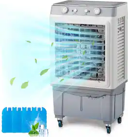 Winado - 7.9Gallon Evaporative Air Cooler, 2353CFM Portable Swamp Cooler with Knob Control, Oscillation, 3 Speeds &30L Water Tank - White