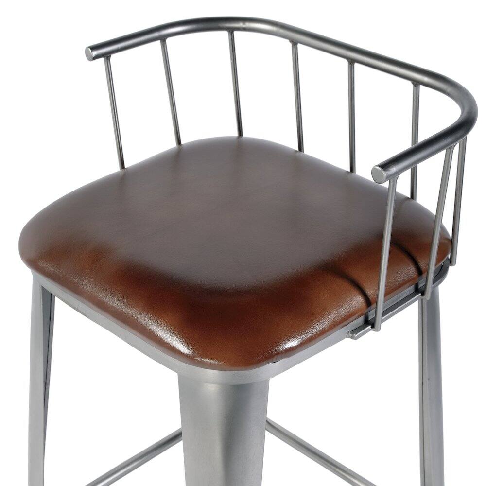 Angle. Butler Specialty - Coriander 30.5 in. Seat Height Leather Bar Height Stool - Brown,Silver.