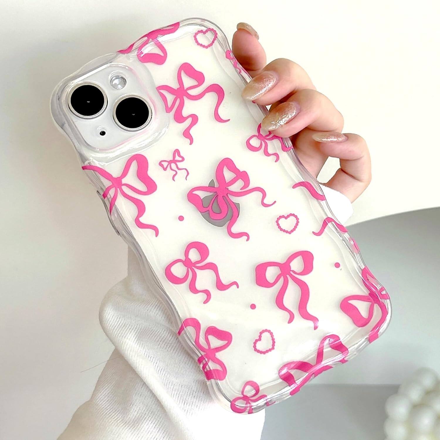 Schertz Cute Heart Bow iPhone 14 Case – Clear Soft Shell with