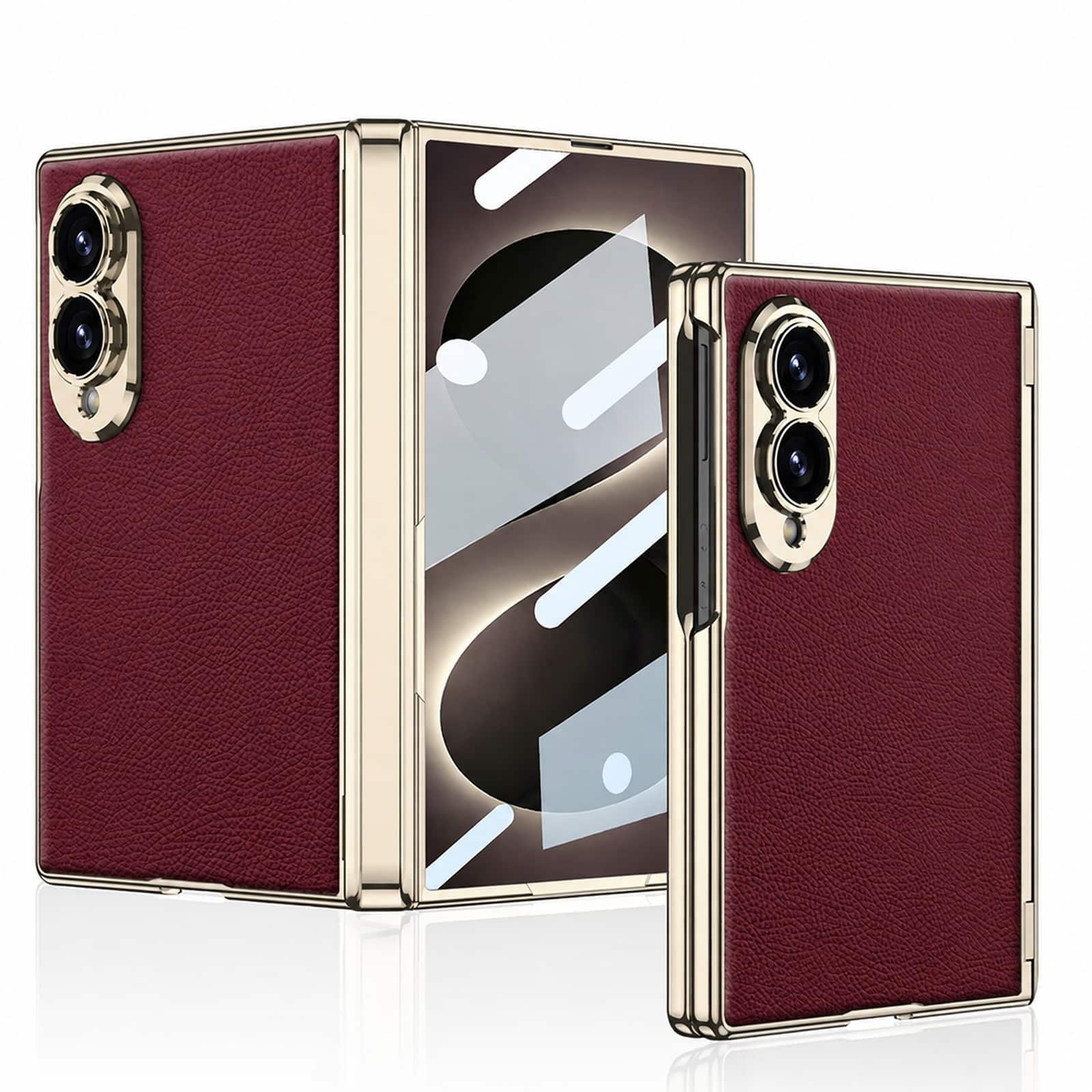 Dteck - Shockproof Leather Texture Case for Samsung Galaxy Z Fold8, Rigid PC Phone Cover with Built-in Screen Film Hinge Guard - Winered price history on PriceWatchPro
