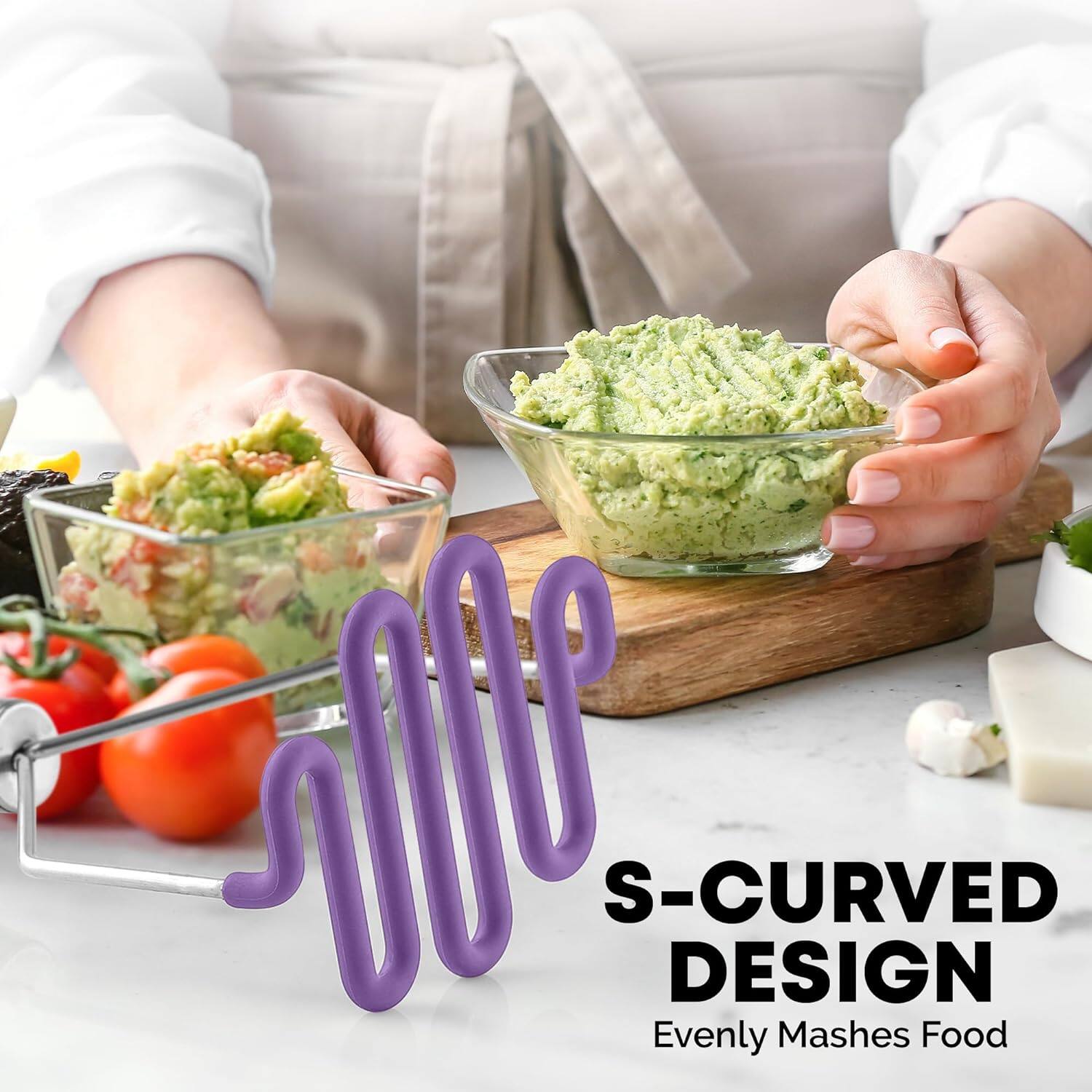 S-CURVED DESIGN Evenly Mashes Food