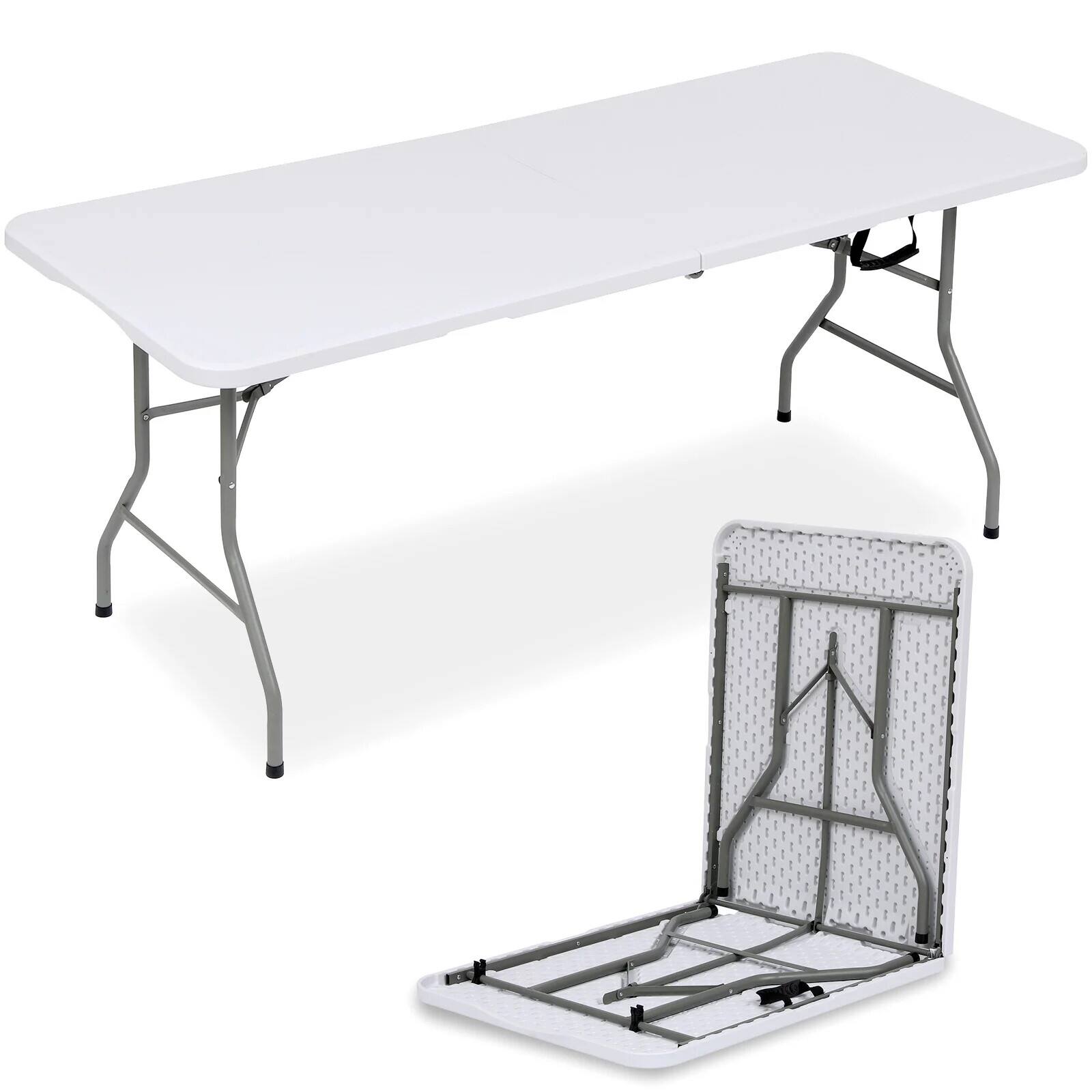 Front. SKONYON - Folding Table 6ft Plastic Folding Outdoor Table - White.