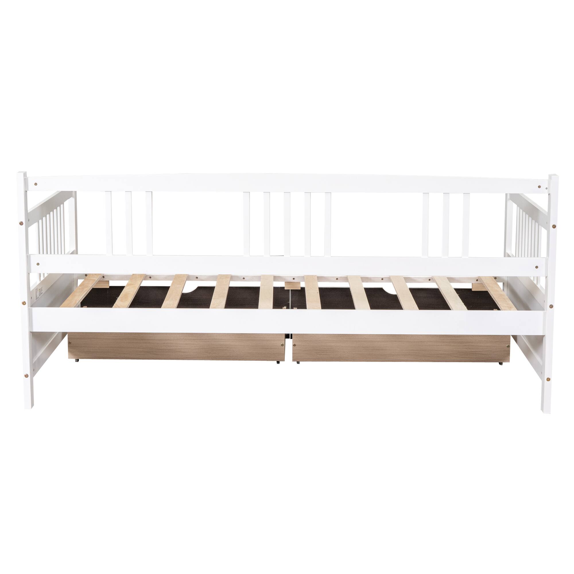 Alt View 2. Whisen - Wood Daybed with Two Storage Drawers, Multi-Functional Sofa Bed Frame - White.