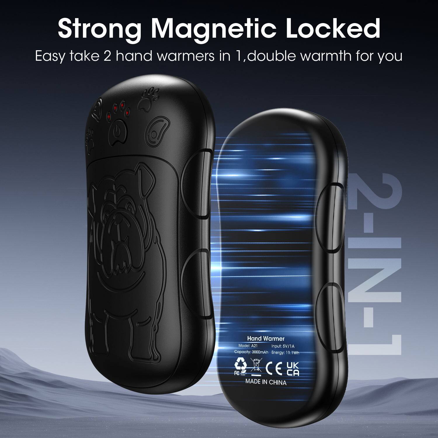 PRIMEPLUS 2 Pack Rechargeable Hand Warmer, 6000mAh Portable Reusable ...