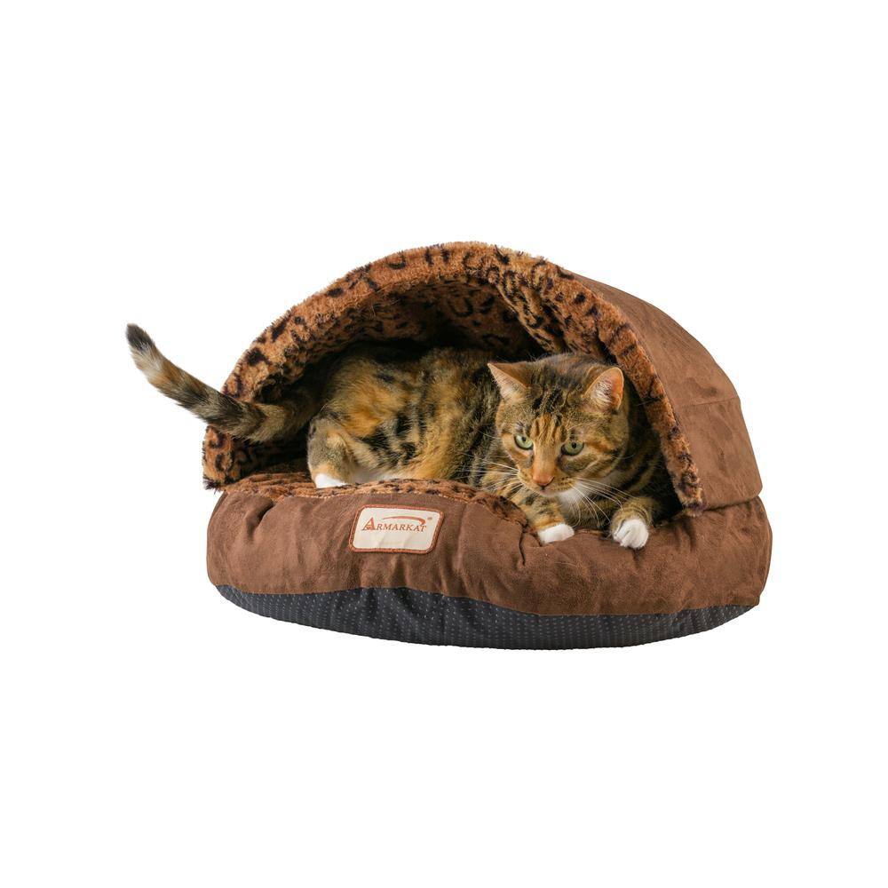 Alt View 5. Armarkat - Cat Bed Mocha And Leopard - Brown.