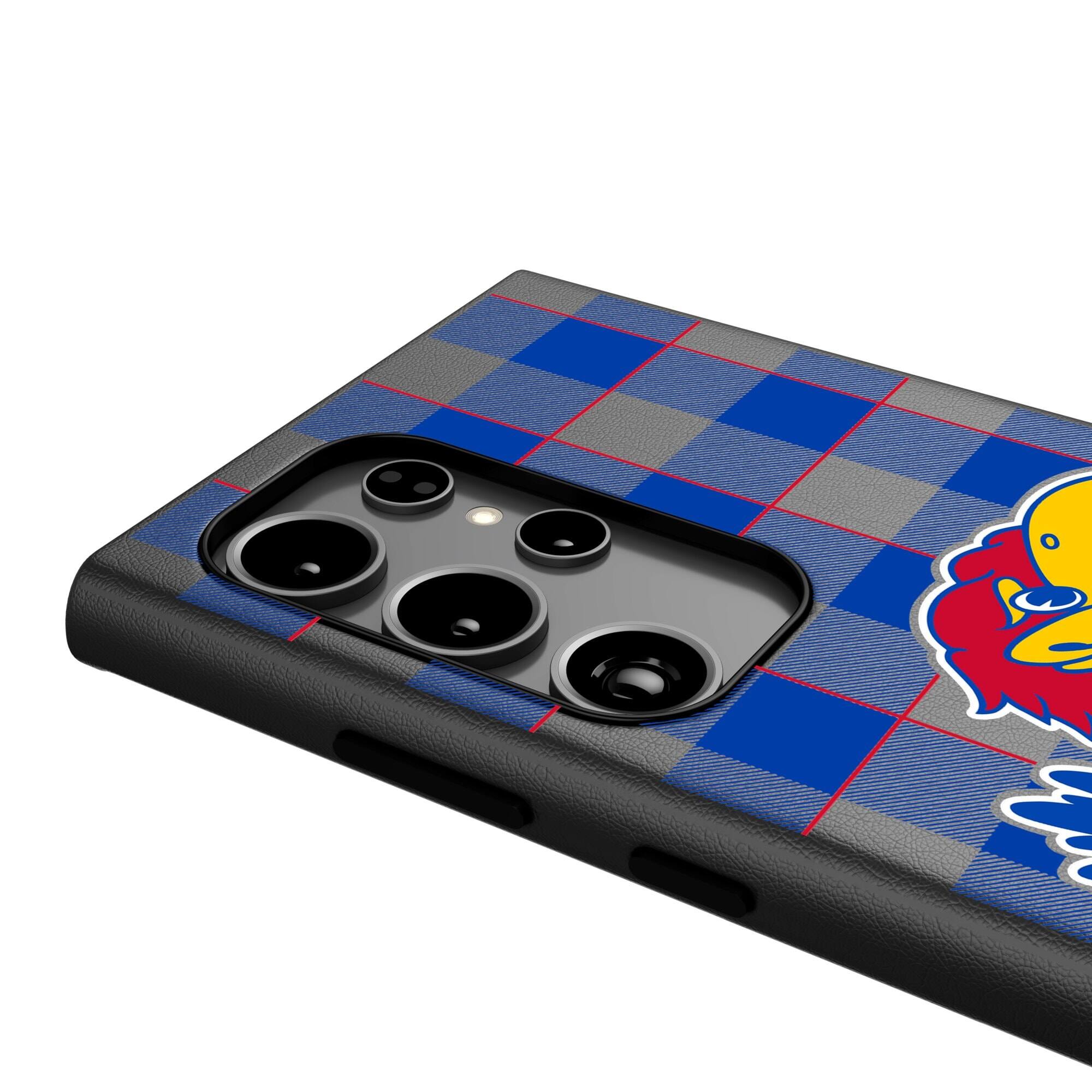 Alt View 3. Keyscaper - Kansas Jayhawks Plaid Galaxy Magnetic Bump Case - S25 Ultra - Black.