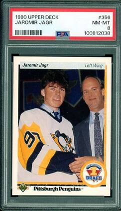 Jaromir Jagr Rookie Card 1990-91 Upper Deck #356 PSA 8