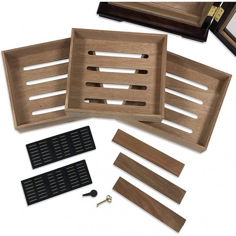 Angle. Prestige - Milano Countertop Display Humidor - Dark Mahogany Finish.