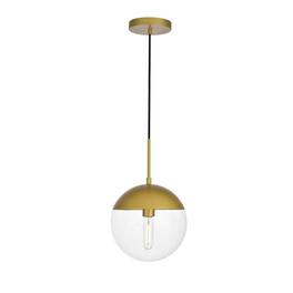Living District - Eclipse 1 Light Brass Pendant With Clear Glass - Brass And Clear