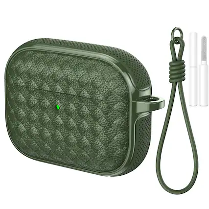 Front. Dteck - for AirPods Pro 3 Case, Woven Series Earbuds Protective Case, Full Drop Protection Cover with Lanyard and Cleaning Kit - Green.