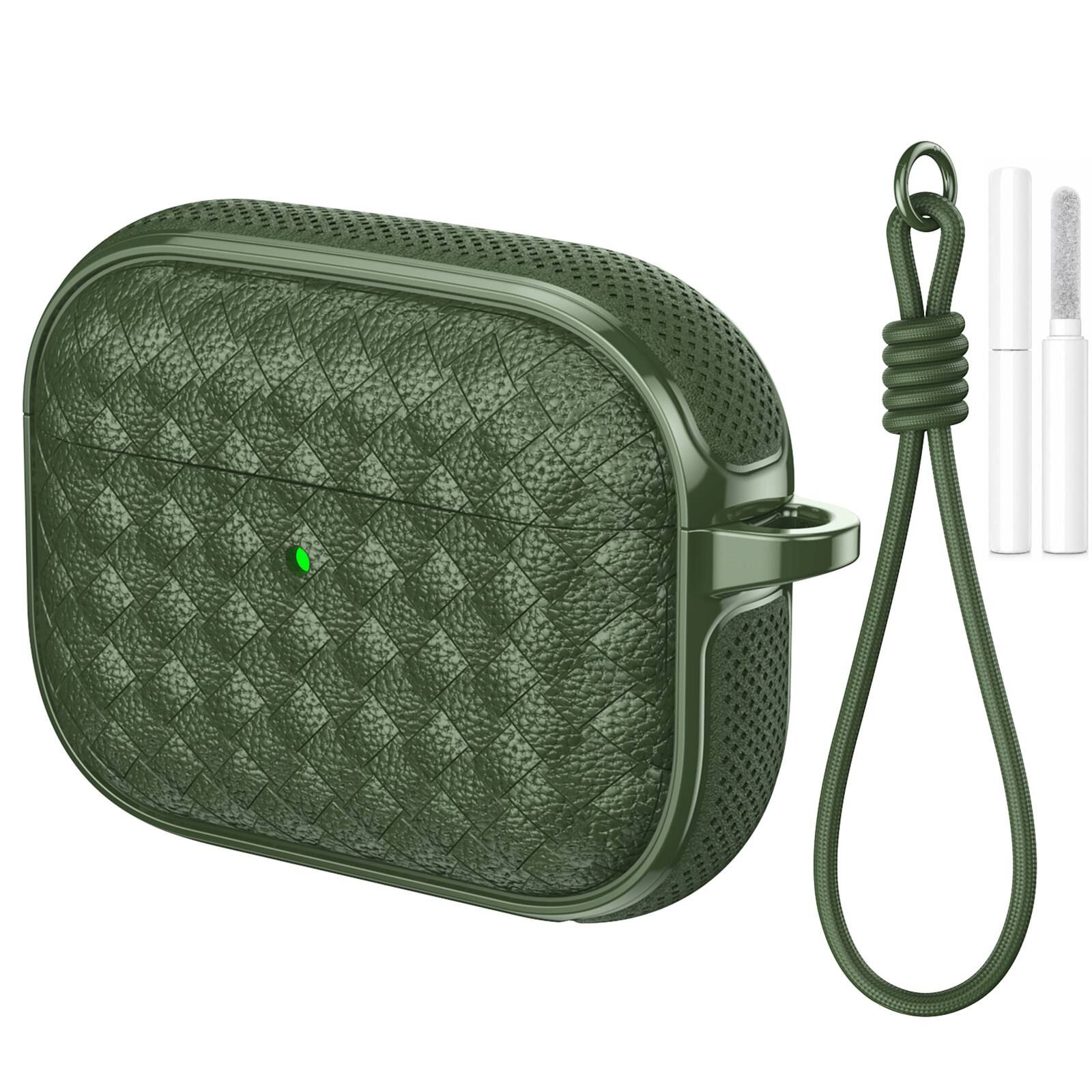 Front. Dteck - for AirPods Pro 3 Case, Woven Series Earbuds Protective Case, Full Drop Protection Cover with Lanyard and Cleaning Kit - Green.