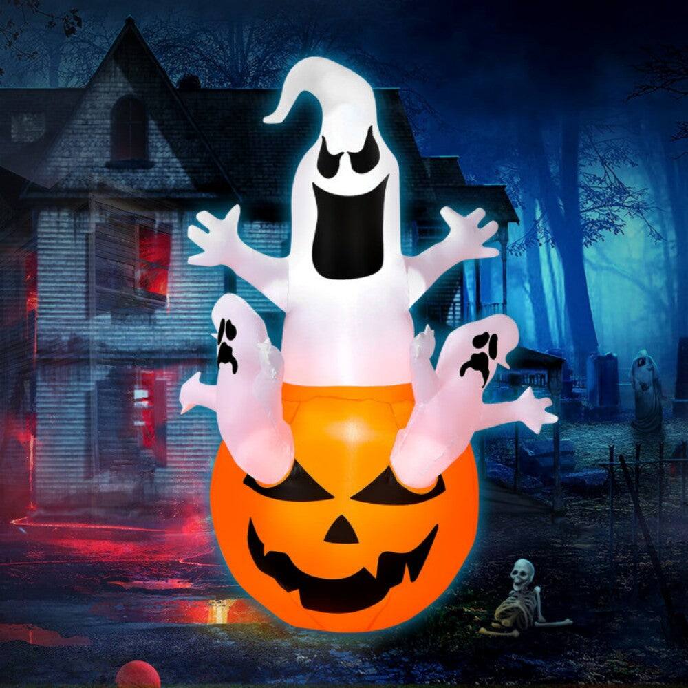 Alt View 8. Boyel Living - 6ft LED Pumpkin Ghost Inflatable for Halloween Decor - Orange.