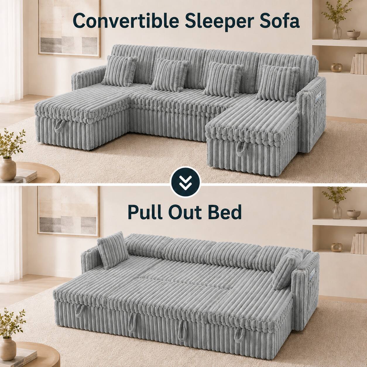 Convertible Sleeper Sofa Pull Out Bed