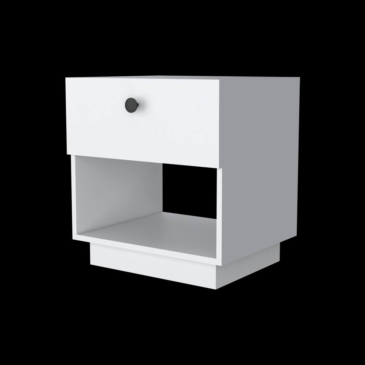 Left. Loheer - Loheer White One-Drawer Nightstand with Open Shelf for Bedroom - White.