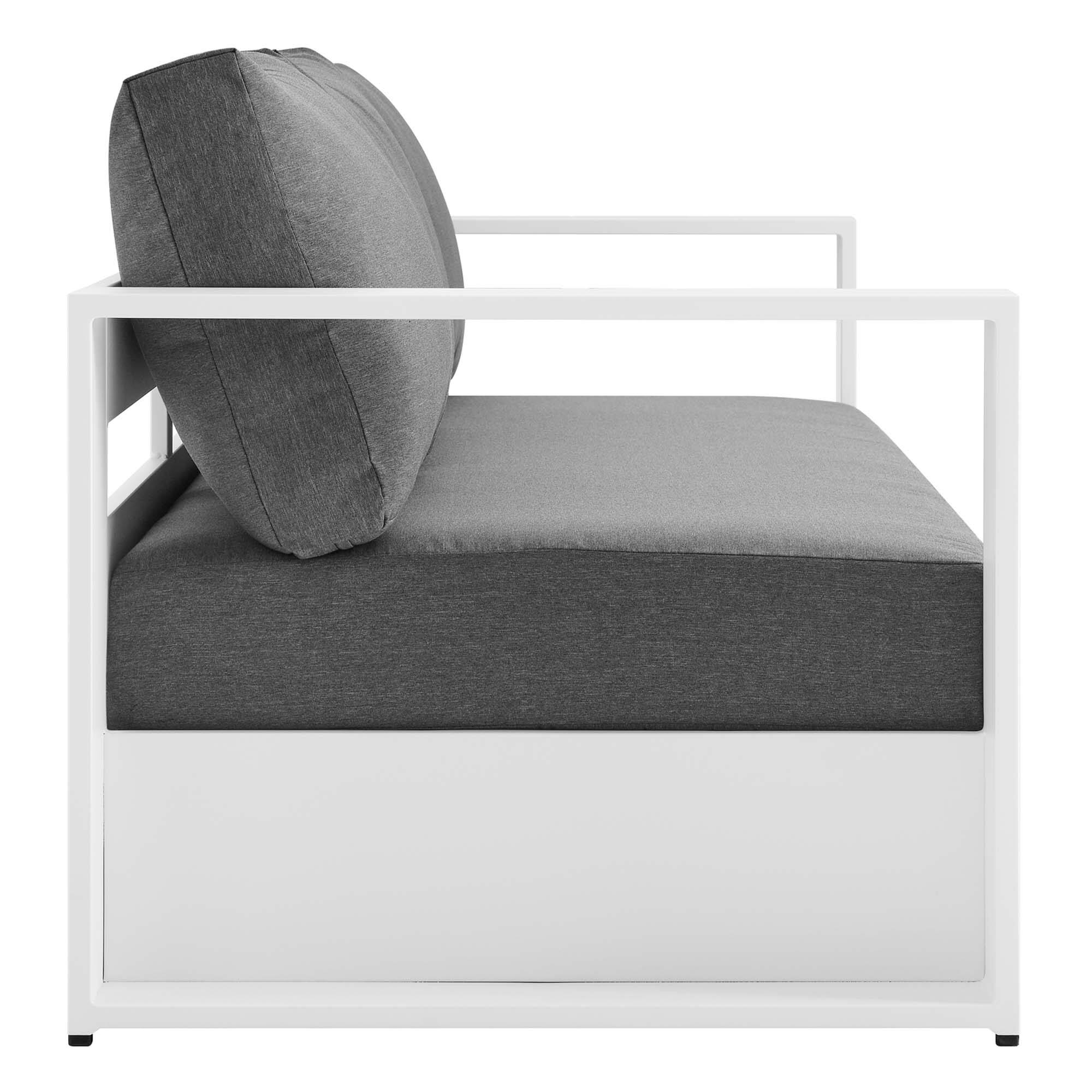 Alt View 6. Modway - Tahoe 3-Piece Outdoor Patio - Powder-Coated Aluminum Set - White Charcoal.
