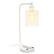 Angle. Lalia Home - Modern Iron Desk Lamp with Glass Shade and USB Charging - White.