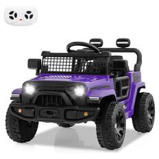 Front. Costway - Costway 12V Kids Ride on Truck Car Battery Powered Electric Vehicle with Remote Control - Purple.