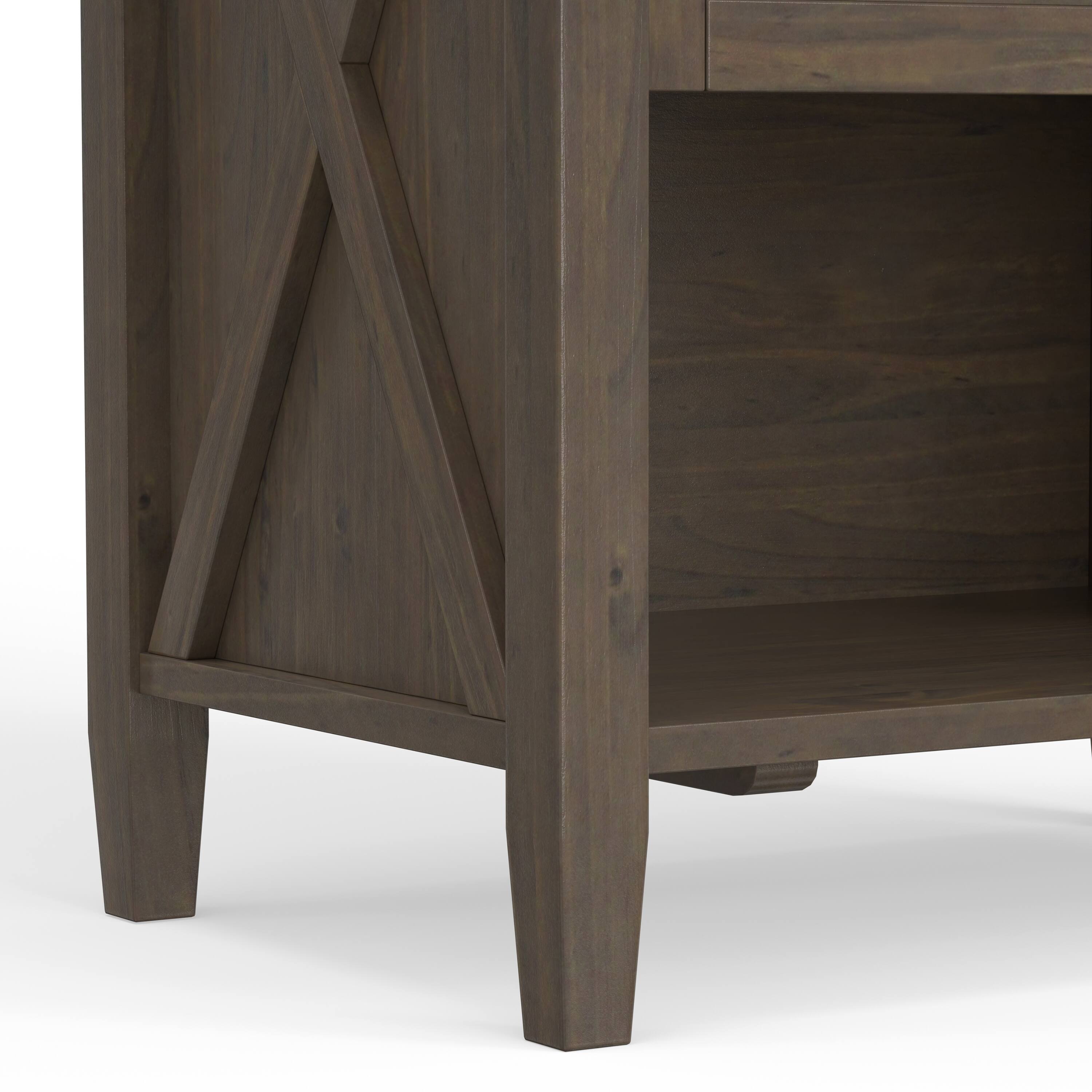 Alt View 7. Simpli Home - Ela SOLID WOOD 24 inch Wide Transitional Bedside Table in Smoky Brown - Smoky Brown.