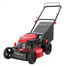 POWERSMART - 18" Gas Push Lawn Mower with 144cc 4-Cycle OHV Engine,3-in-1 with Mulching, Bagging & Side Discharge,6-Position Height - Red