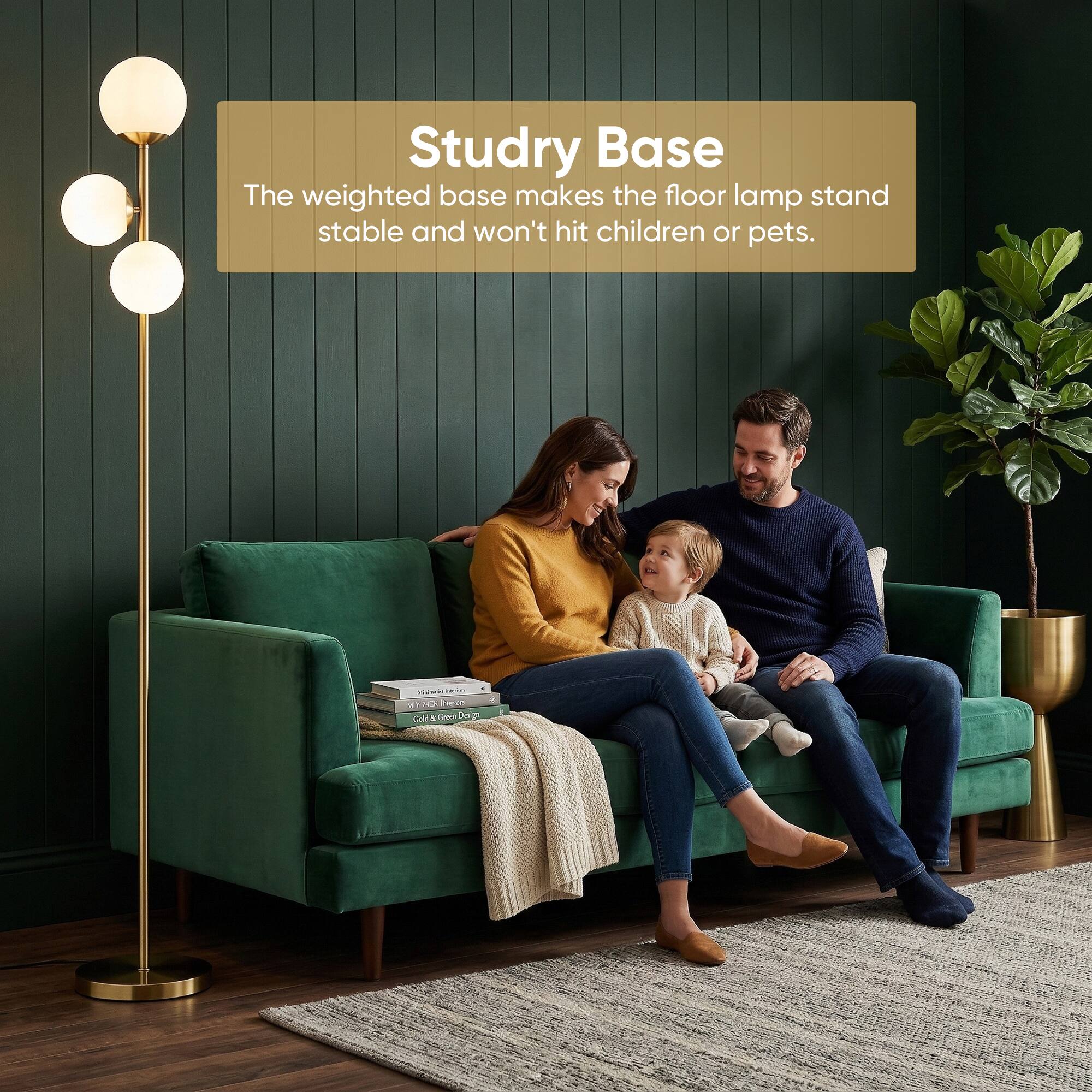 Study Base  
The weighted base makes the floor lamp stand stable and won't hit children or pets.