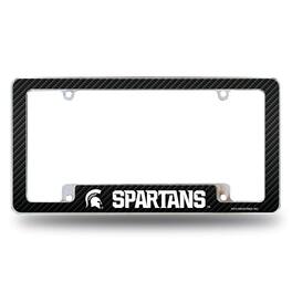 Rico Industries - Michigan State Spartans Chrome Metal License Plate Frame with Carbon Fiber Design - Multi