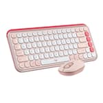 Logitech - POP ICON COMBO Compact TKL Wireless Bluetooth Keyboard and Mouse Bundle with Programmable Quiet Keys and Buttons - Rose & Off-White
