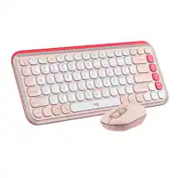 Logitech - POP ICON COMBO Compact TKL Wireless Bluetooth Keyboard and Mouse Bundle with Programmable Quiet Keys and Buttons - Rose & Off-White - Front_Zoom