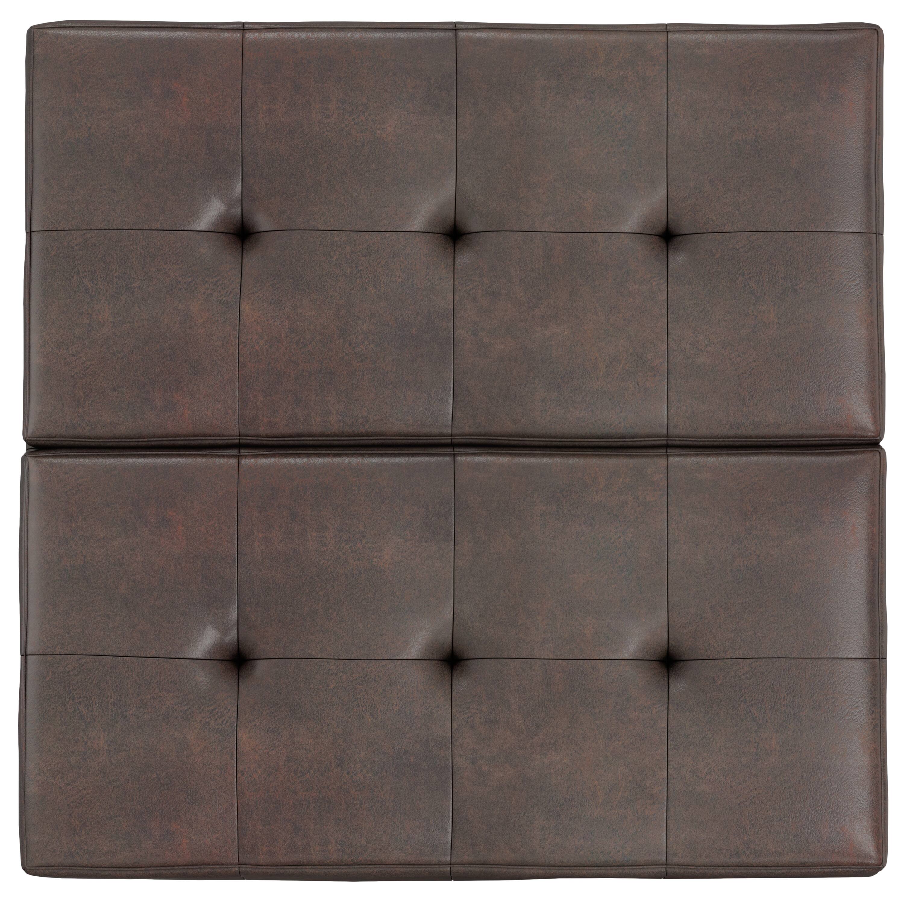 Alt View 1. Simpli Home - Dover 36 inch Contemporary Square Lift Top Coffee Table Storage Ottoman in Distressed Brown Vegan Faux Leather,Assembled - Distressed Brown.