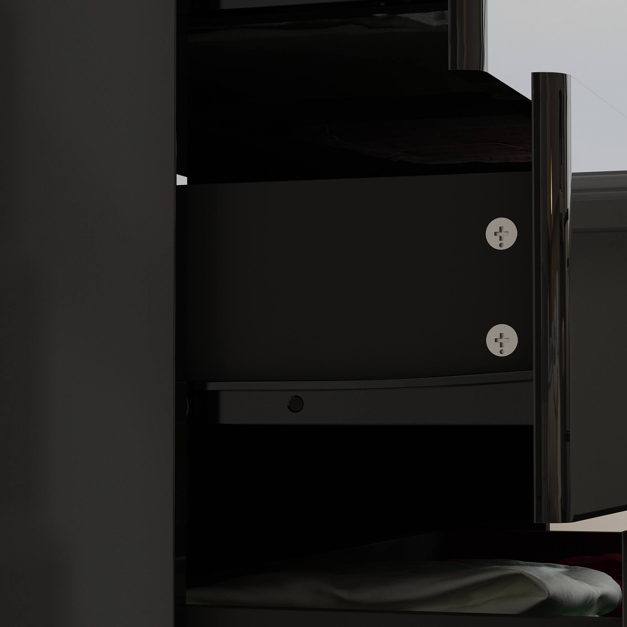 Alt View 5. FUFU & GAGA - FUFU&GAGA High - Gloss Vertical Dresser with LED Base Lighting – Elevate Your Space - Black.