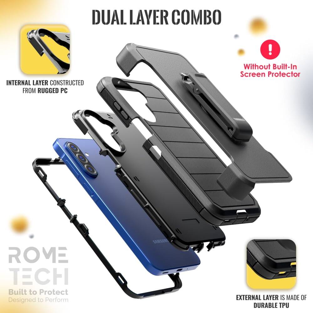 DUAL LAYER COMBO

INTERNAL LAYER CONSTRUCTED FROM RUGGED PC

EXTERNAL LAYER IS MADE OF DURABLE TPU

Without Built-In Screen Protector

ROME TECH
Built to Protect
Designed to Perform