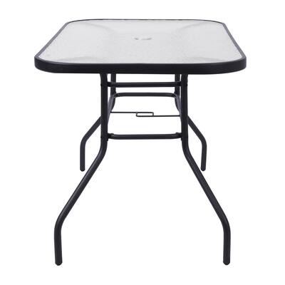 47 glass for patio table with umbrella SogesHome Inch Rectangle Tempered Dining Coffee Table Dining Bistro Table, Outdoor Garden Balcony Backyard Poolside Lawn, Hole, Brown : Home & Kitchen Top with a hole and 2 fixed collars Tempered Glass Large Glass Patio