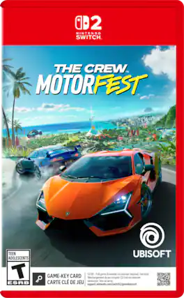 2 NINTENDO SWITCH THE CREW™ MOTORFEST TEEN ADOLESCENTS T ESRB UBISOFT 52 GB-Fu Full game download via internet required. See back. GAME-KEY CARD Téléchargement du jeu complet (52 Go) via Internet nécessaire. Voir au verso. CARTE DE JEU support.nintendo.com/switch2/gamekeycard - T (Teen 13+)