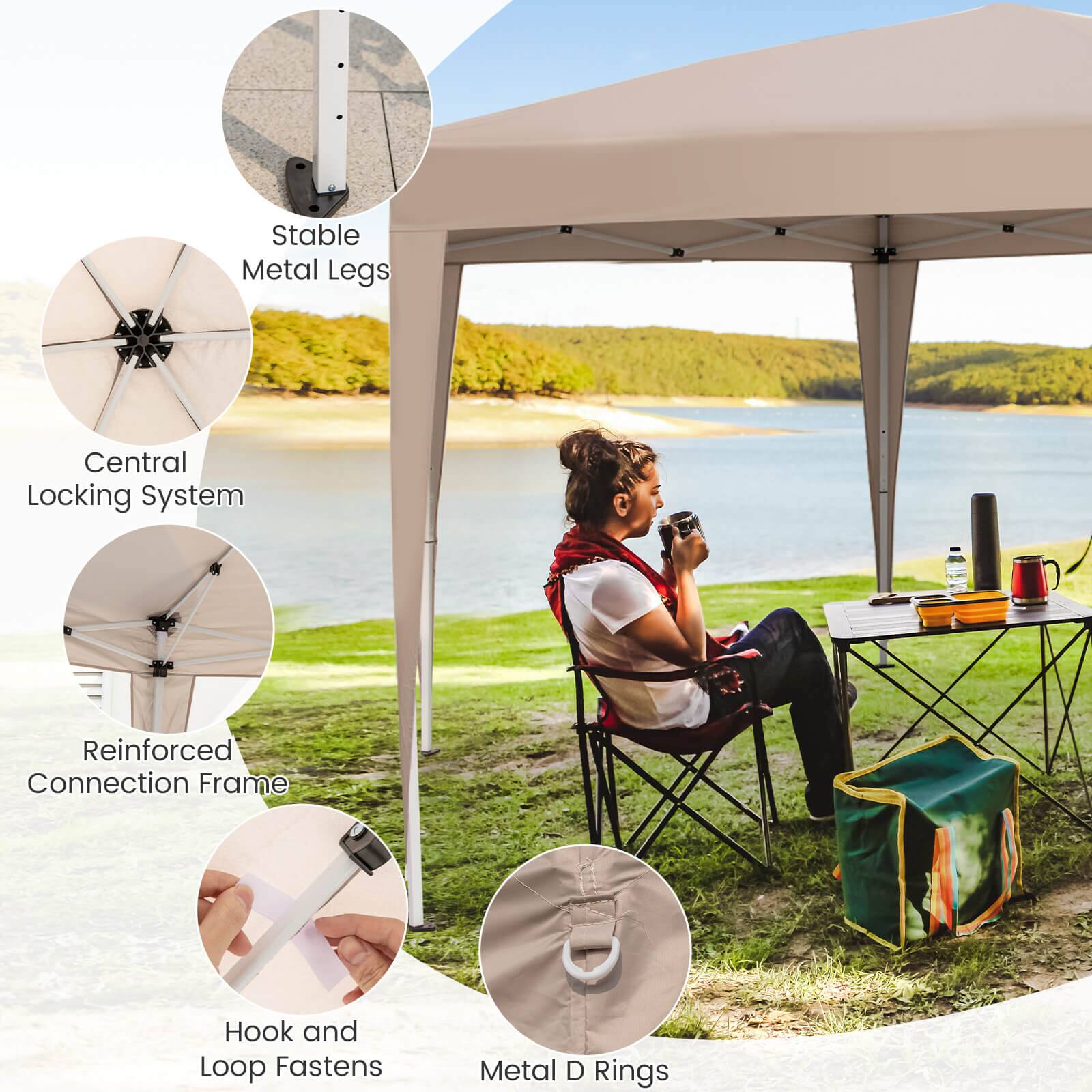 Stable Metal Legs, Central Locking System, Reinforced Connection Frame, Hook and Loop Fastens, Metal D Rings