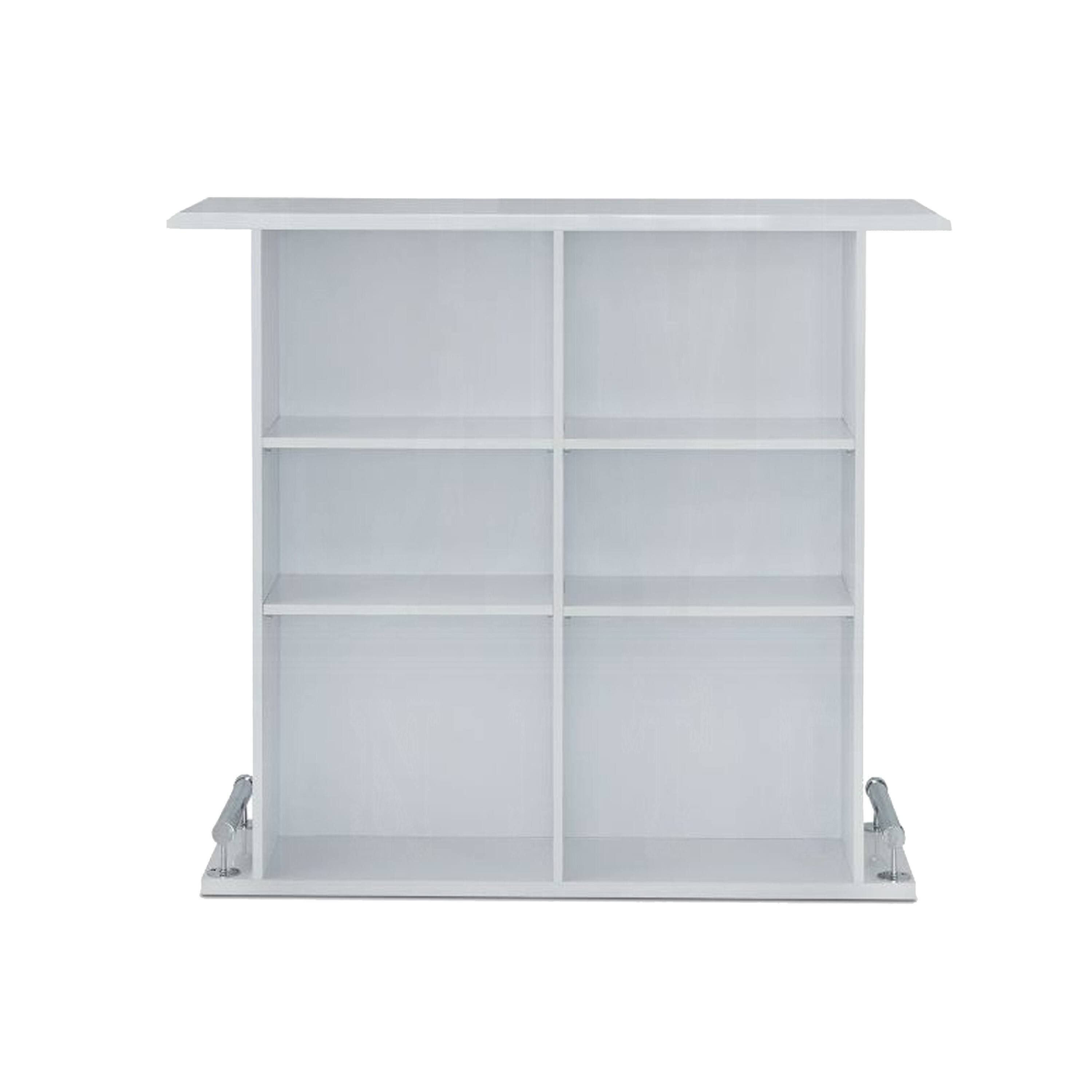 Alt View 1. Manhattan Lane - Rectangular Wooden Bar Table with Storage - White and Chrome.