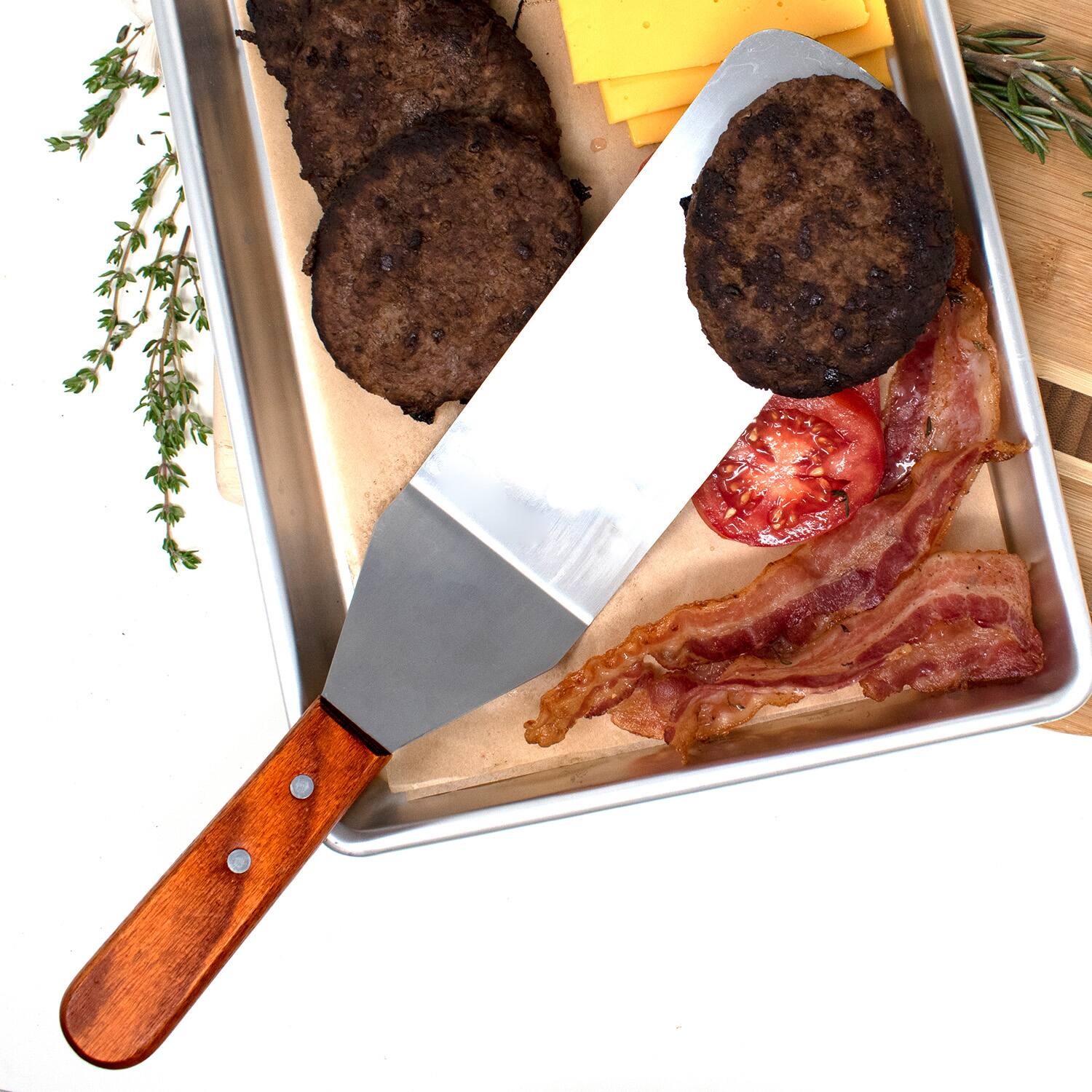 Alt View 4. Norpro - Stainless Steel Jumbo Solid Spatula with Mahogany Handle, 12-Inch - Silver.