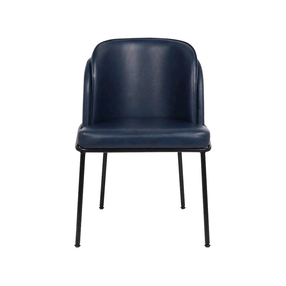 Alt View 2. Meridian Furniture - Jagger Navy Vegan Leather Dining Chair, Set of 2 - Blue.